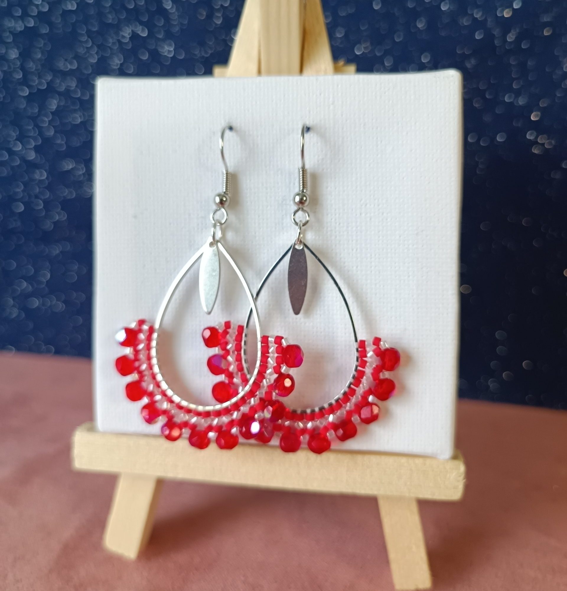 Boucles d'oreilles - Goutte Rouge irisé