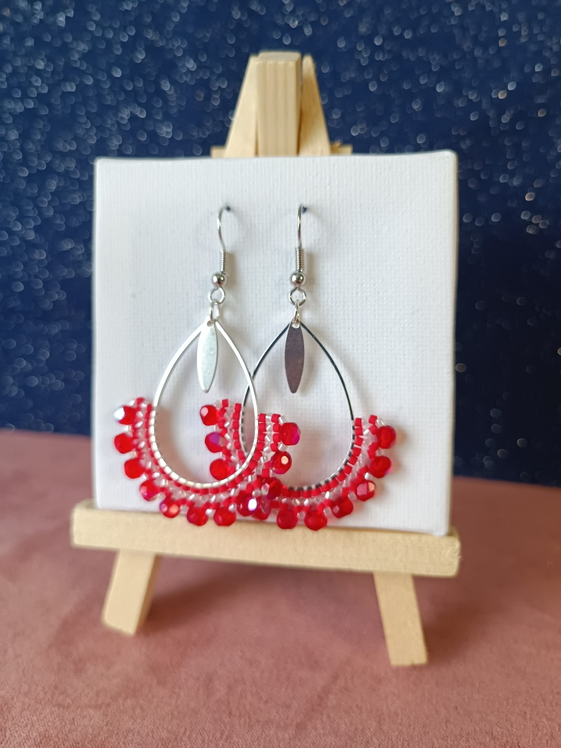 Boucles d'oreilles - Goutte Rouge irisé