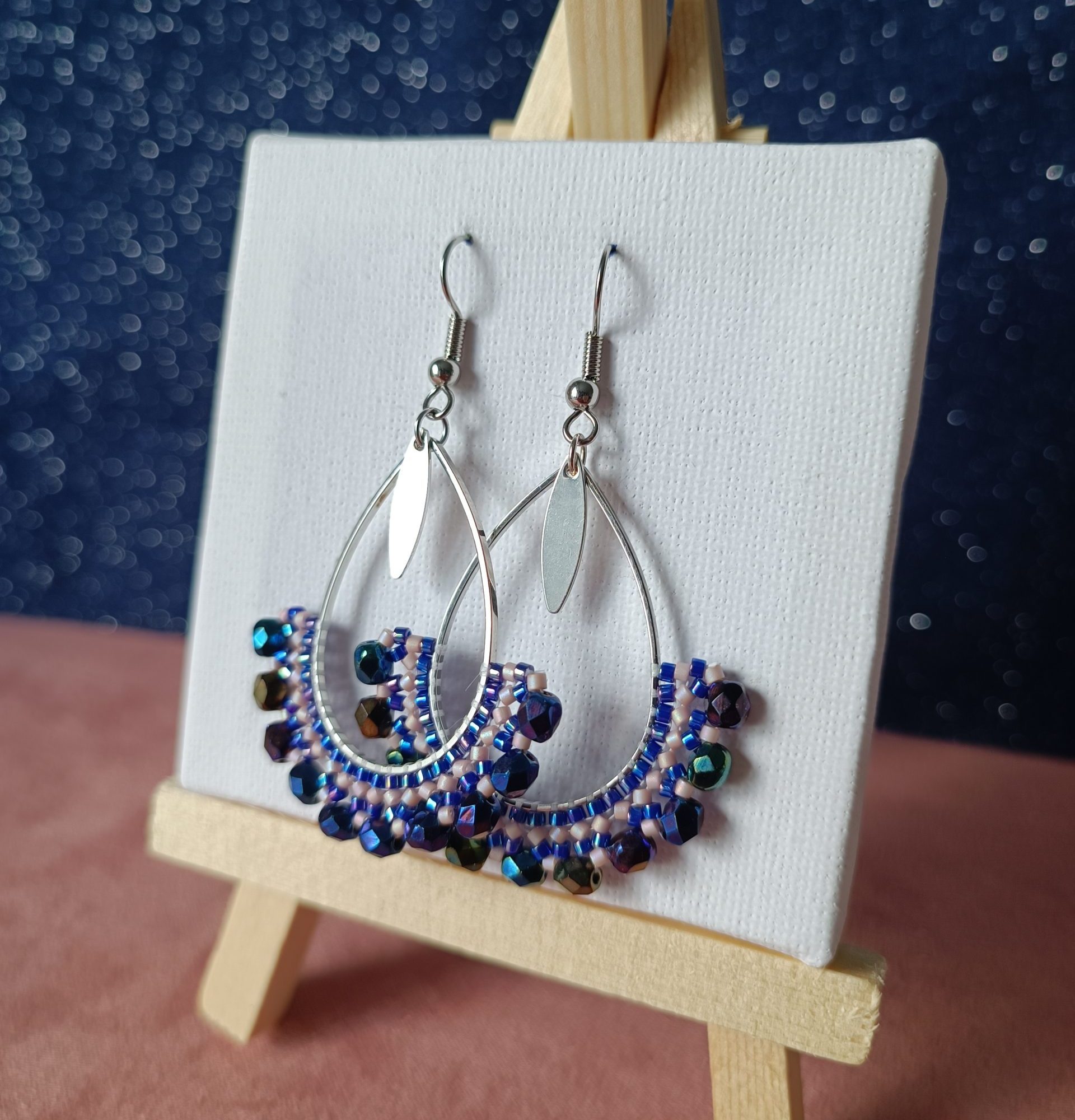 Boucles d’oreilles – Goutte Bleu pétrole