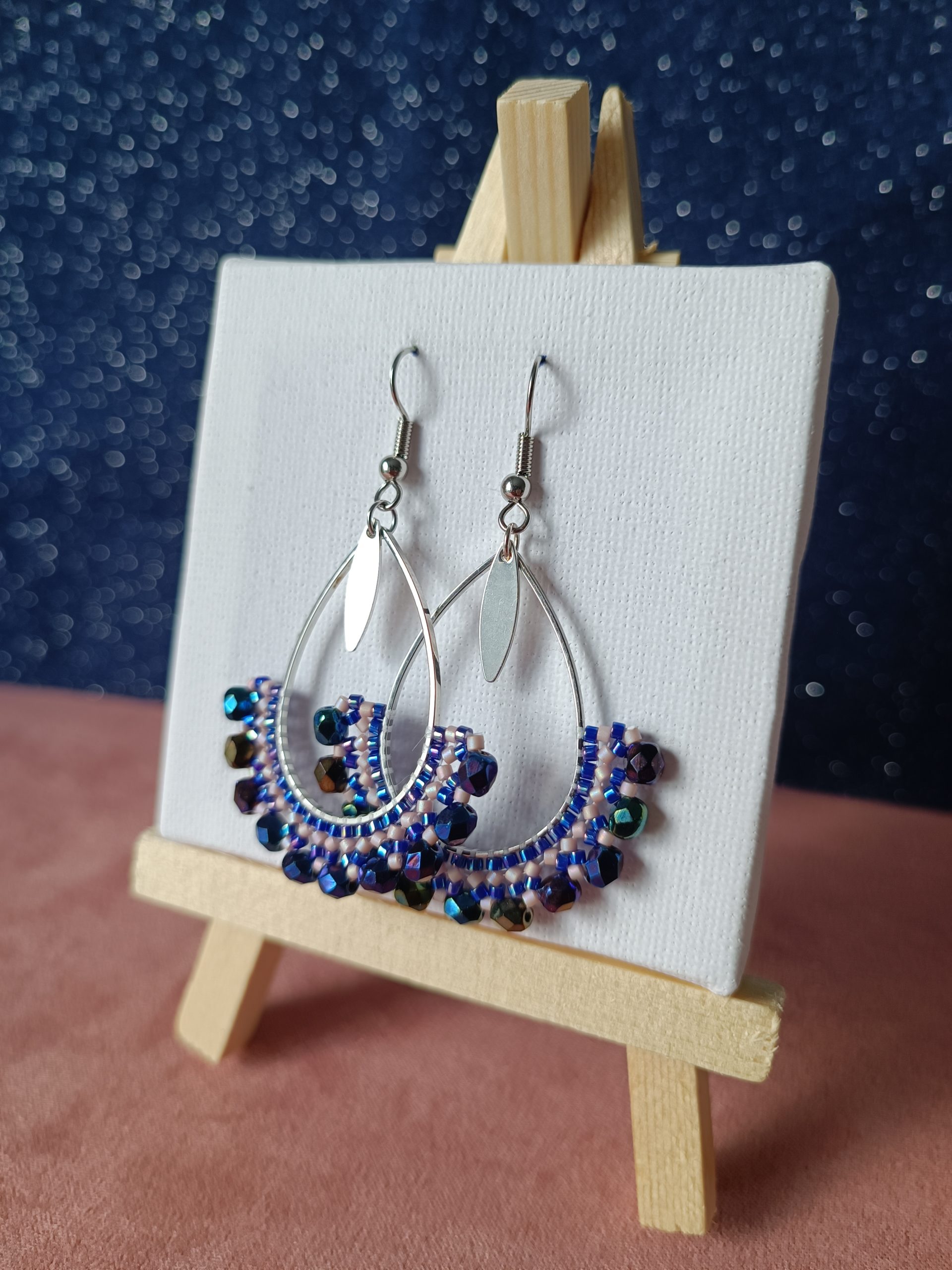 Boucles d’oreilles – Goutte Bleu pétrole