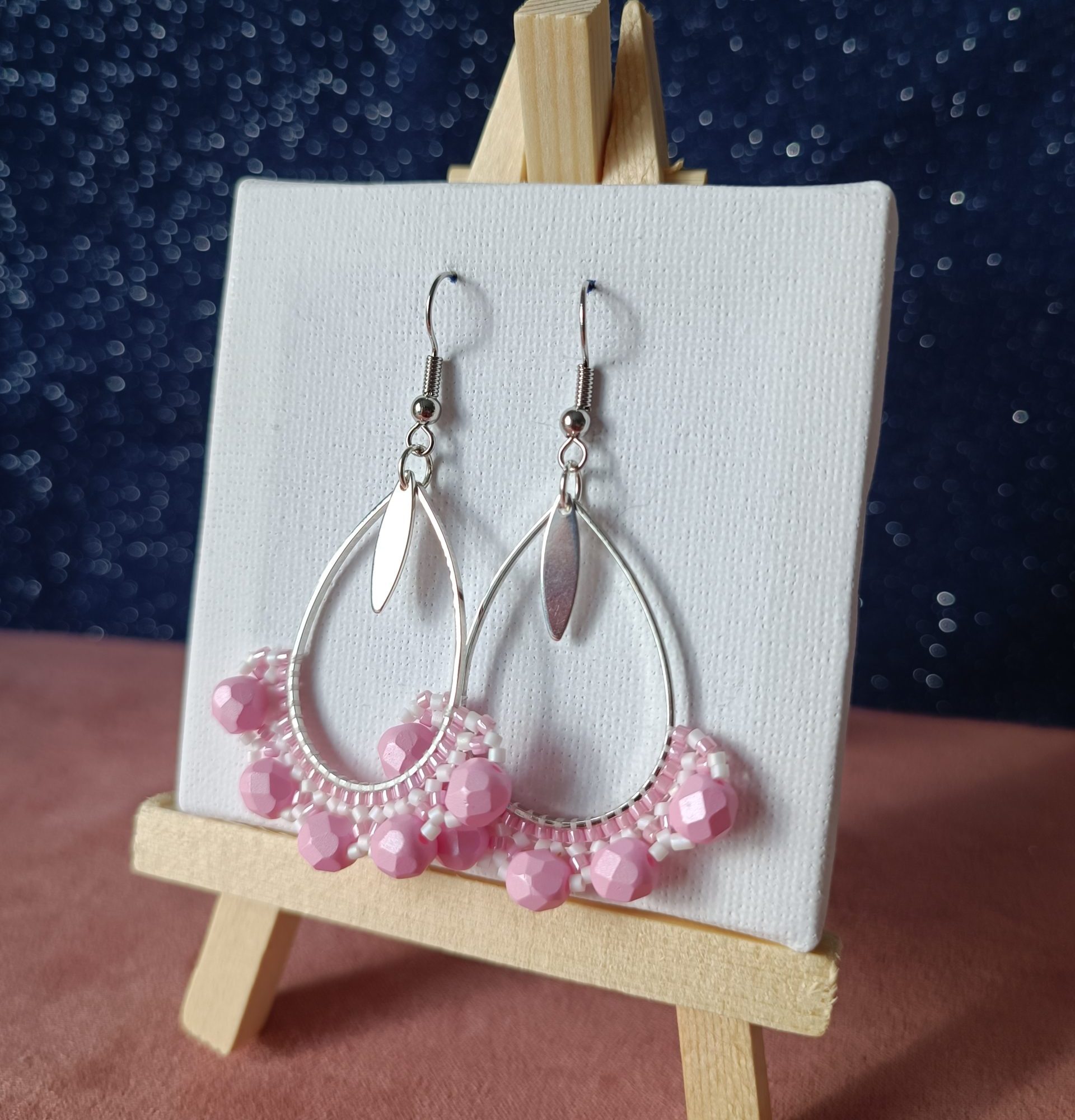 Boucles d’oreilles – Goutte Rose poudré