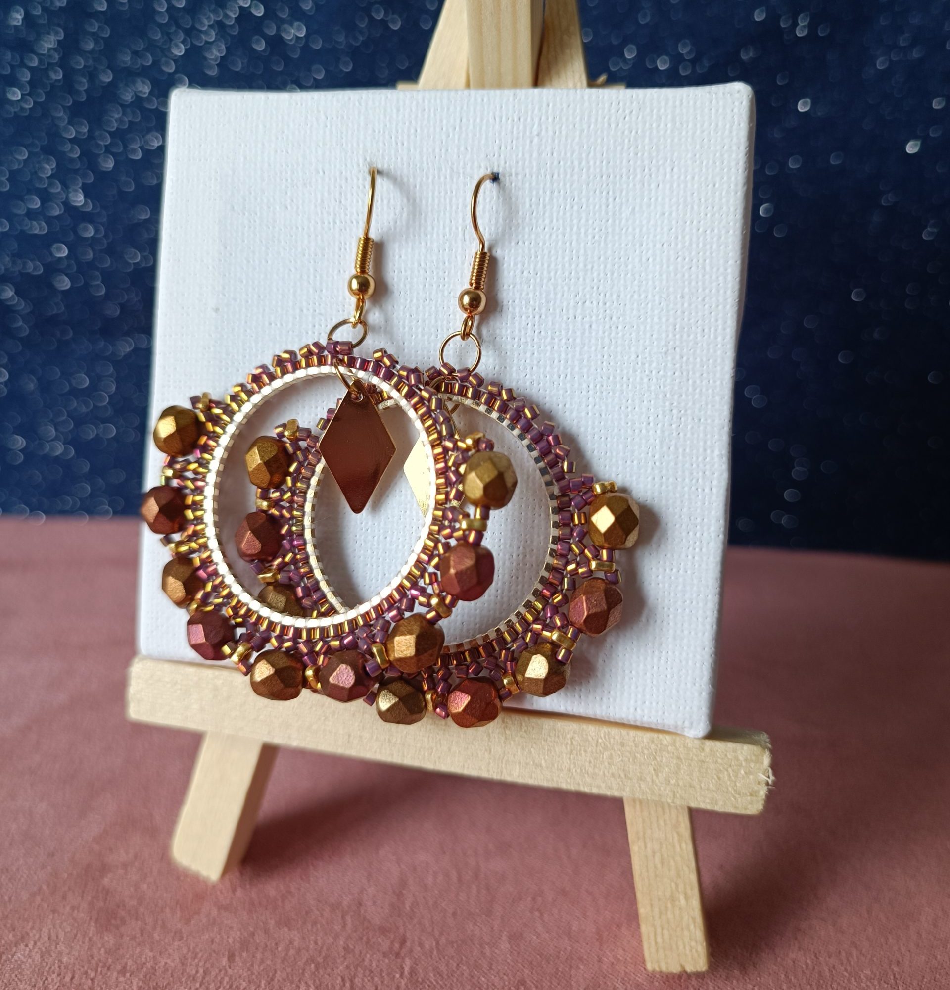 Boucles d’oreilles – Rond 3cm Rose Doré