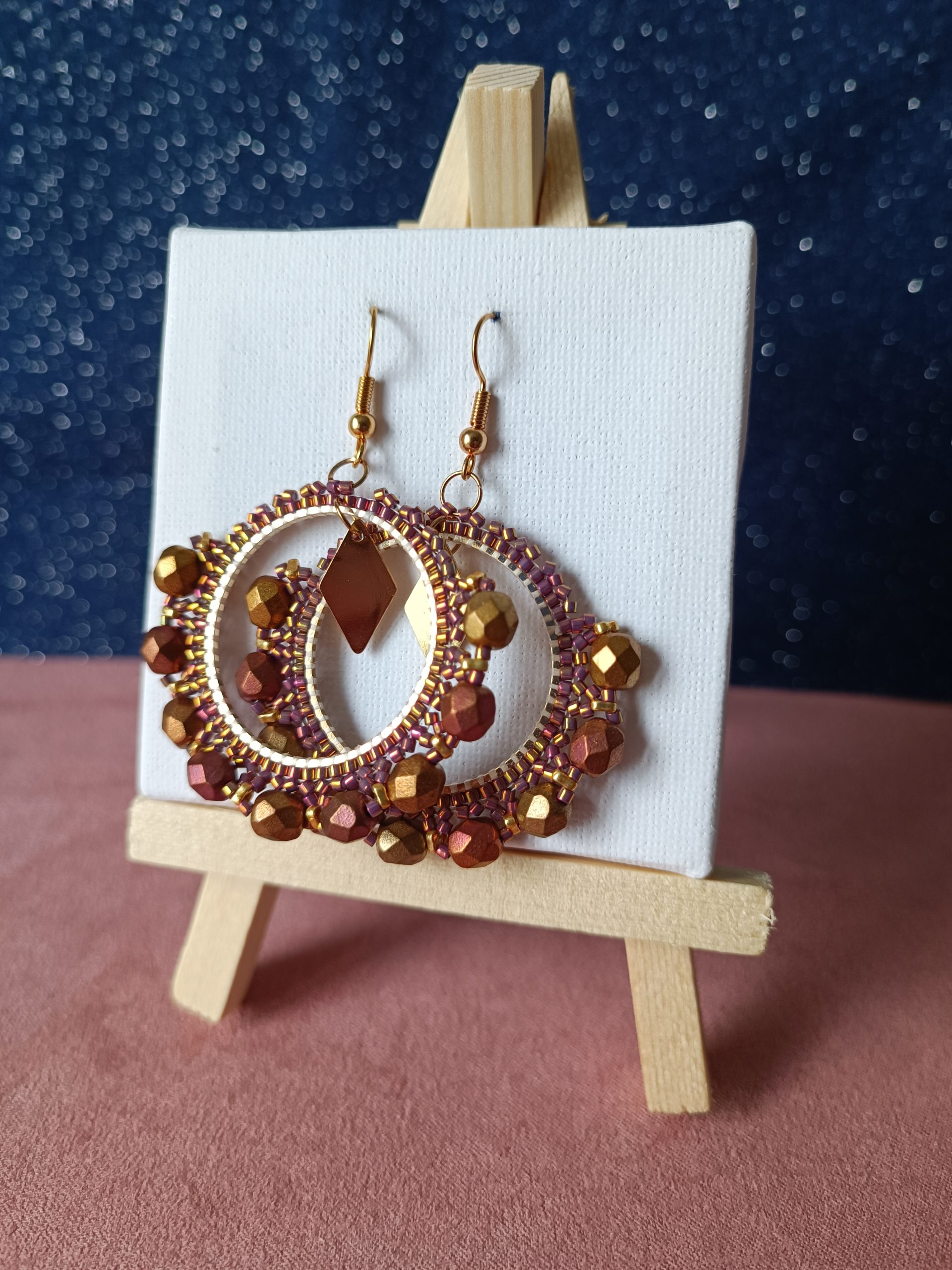 Boucles d’oreilles – Rond 3cm Rose Doré