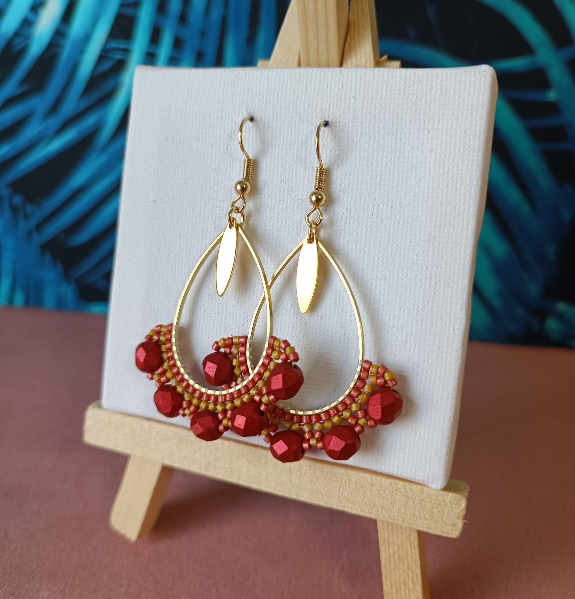 Boucles d’oreilles – Goutte Rouge et Jaune