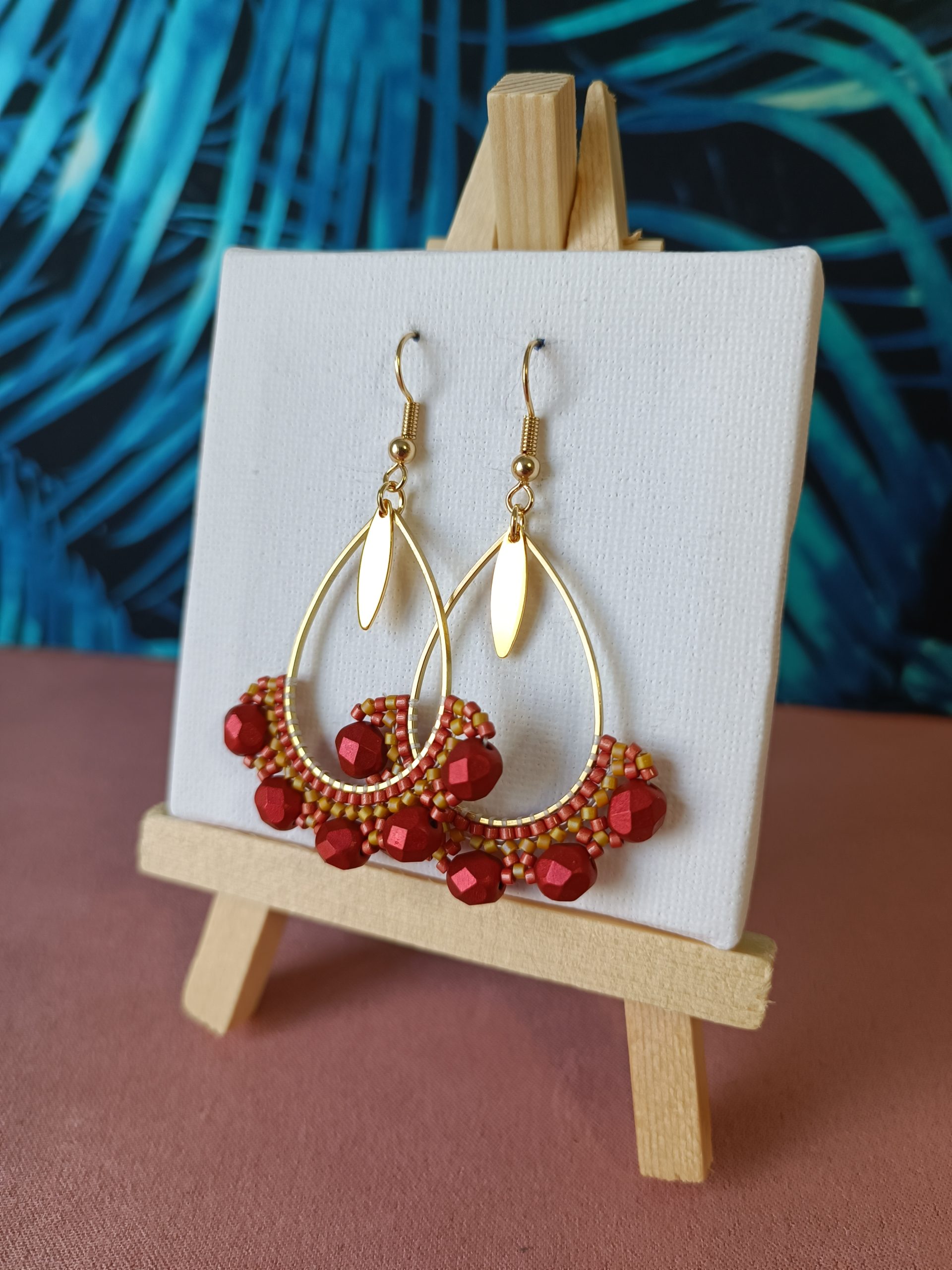 Boucles d’oreilles – Goutte Rouge et Jaune