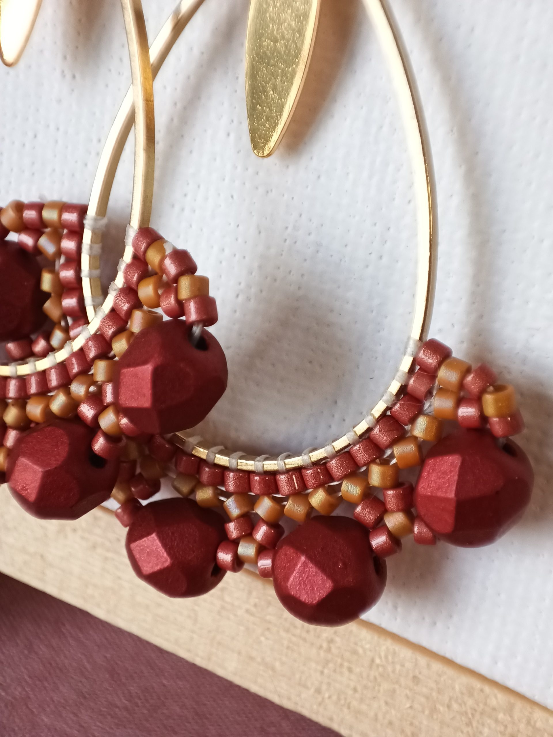 Boucles d’oreilles – Goutte Rouge et Jaune – Image 2
