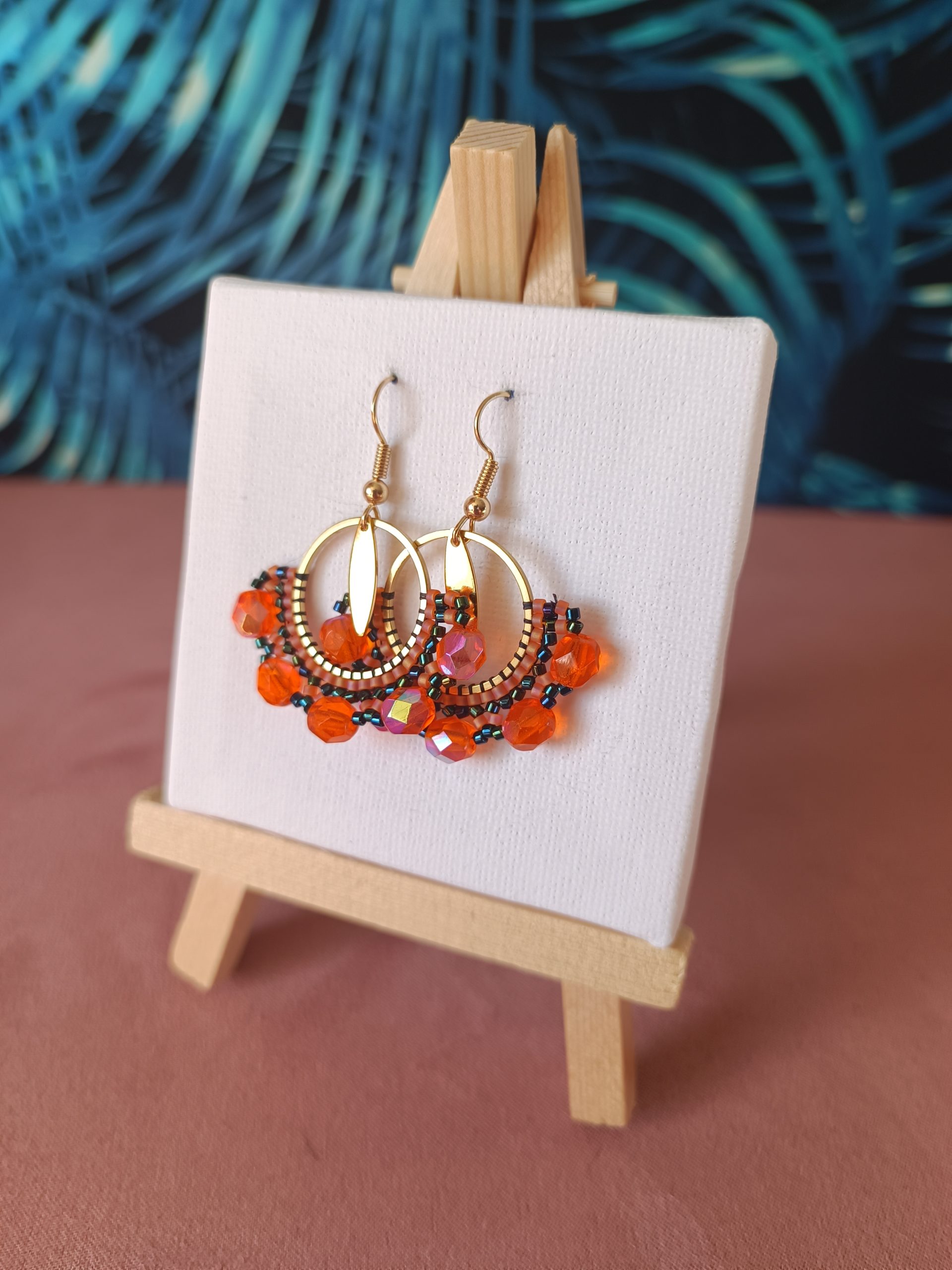 Boucles d’oreilles – Anneau 2cm Orange et noir