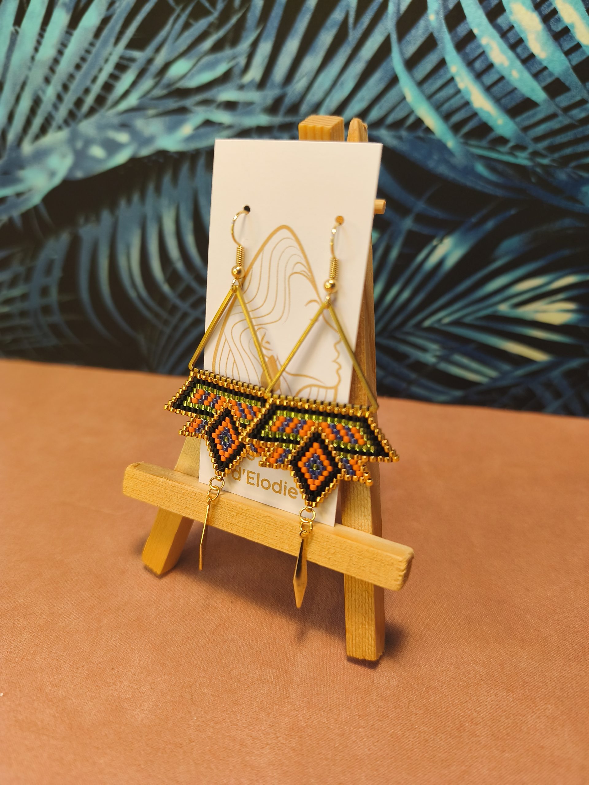 Boucles d'oreilles - Tissage sur forme triangle