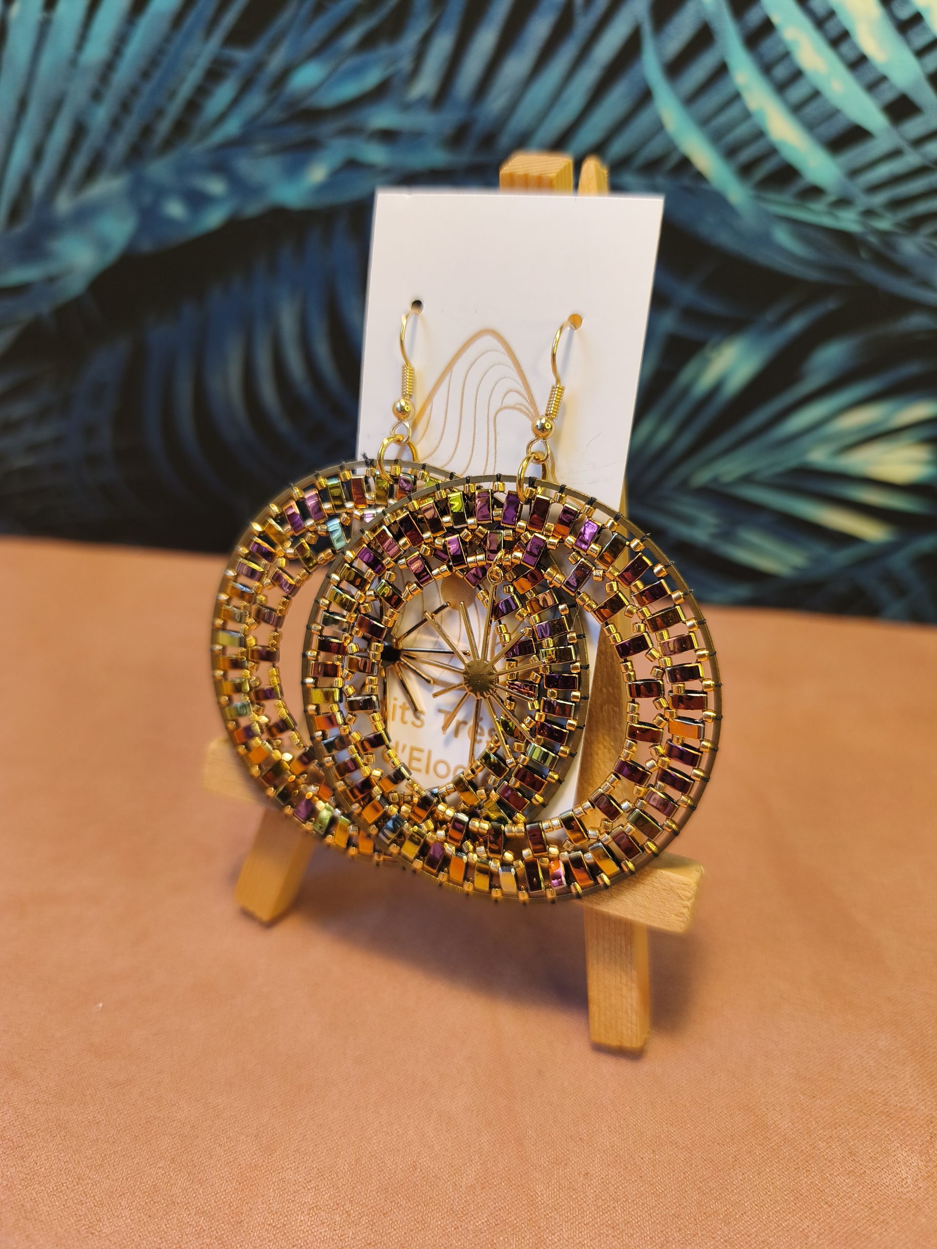 Boucles d’oreilles – Anneau XXL 6cm - Doré et multicolore